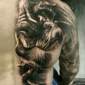 #megandreamtattoo #blackandgrey #tattoo #tattooed #tattoos #epic #linework #fineline #portrait #woman #detail #original #backpiece #details #black #ink #dreamtattoo #oldman #realism #realistic #tattooart #art #dark