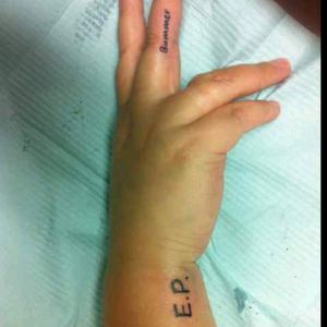 Tattoo uploaded by Vicki Allan • Bummer, on middle finger. It is what my dad said when he found out he had stage IV liver cancer, and my FU to cancer. The Tattoo uploaded by Vicki Allan • Bummer, on middle finger. It is what my dad said when he found out he had stage IV liver cancer, and my FU to cancer. The