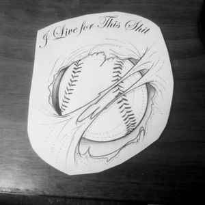 Drawing of my son's chest tattoo, baseball is his heart!!We are very much a baseball family
