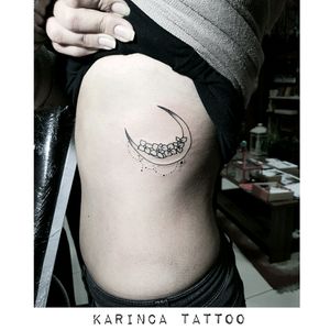 Moon tattoo on the ribinstagram.com/karincatattoo #rib #moon #tattoo #ribtattoo #tattedgirl #tattooed
