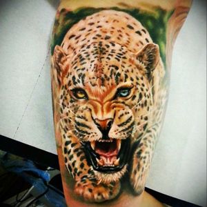 Leopard realism want on thigh 2nd tattoo