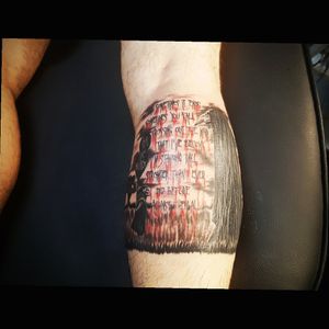 It's the cover art of Asking Alexandria's album The Black, edited with lyrics of the song Sometimes it Ends and a couple extra touches by the artist, Richard at Arcade Empire in Pretoria, South Africa