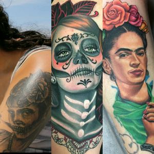 #MEGANDREAMATTOO #meganmassacare #meganmassacaredretattoo  I'd love for you to alter my current tattoo (far left) into a combination of the other two. Something more representative of my mexican roots. You're my favorite artist! Keep up the amazing work!