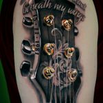 Guitar head , Start of a custom sleeve #guitar #headstock #guitarheadstock #yarotattoo #tattoo #realistictattoo #music #musictattoo #blackandgrey #Amazing