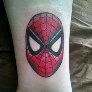 My third tattoo. I got this in September of 2015 at Iron Brush in Lincoln, NE by Ransom Bennett.#spiderman #mask #marvel #ironbrush