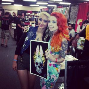 Went straight to Megan Massacre soon as the doors opened to be the first to buy her print she released at Ink N Iron ( I think INI 2014 ) ♡ :) #meganmassacare #inkniron #queenmary