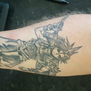 This is cloud from final fantasy vii.. the start of my gaming sleeve