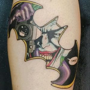 Killing joke tattoo done by Sam Ramsey #batman #Joker #batsymbol #tattoo #killingjoke