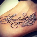 # megandreamtatoo I want the feather with frase " My Familyis my Angel"