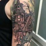 I would love a haunted house with graveyard and creepy moon in tim Burton style as a half sleeve to represent graduating university in architectural design technology. It took a long time with a few hurdles, including a broken ankle for graduation! #megandreamtattoo #meganmasaacre #ink #tatted #halfsleave #winatattoo #gritnglory #love love