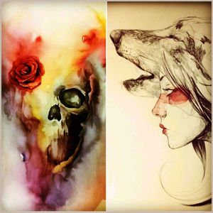 Combo of a wolf/skull/rose tattoo ... A must have for my chest #megandreamtattoo