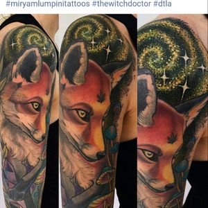 Love the fox and galaxy! Tattoo by Miryam Lumpini. Can we do this Megan style plz! :)   #megandreamtattoo