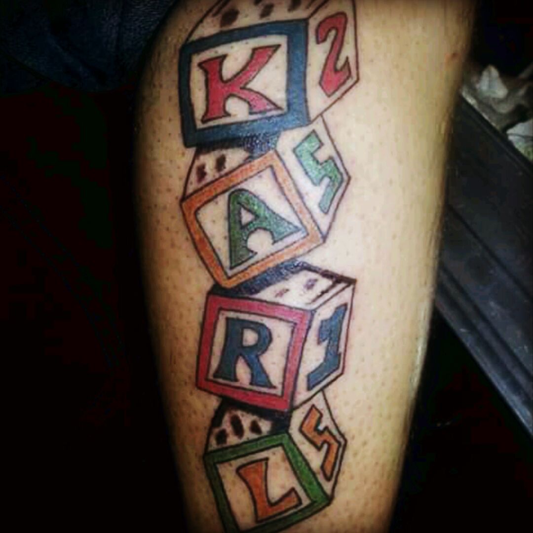 Dermawerx Custom Tattoo Montana  Tribute tattoos are always a big reason  for getting tattooed Its always good to get creative with them such as  these building blocks with the kids initials