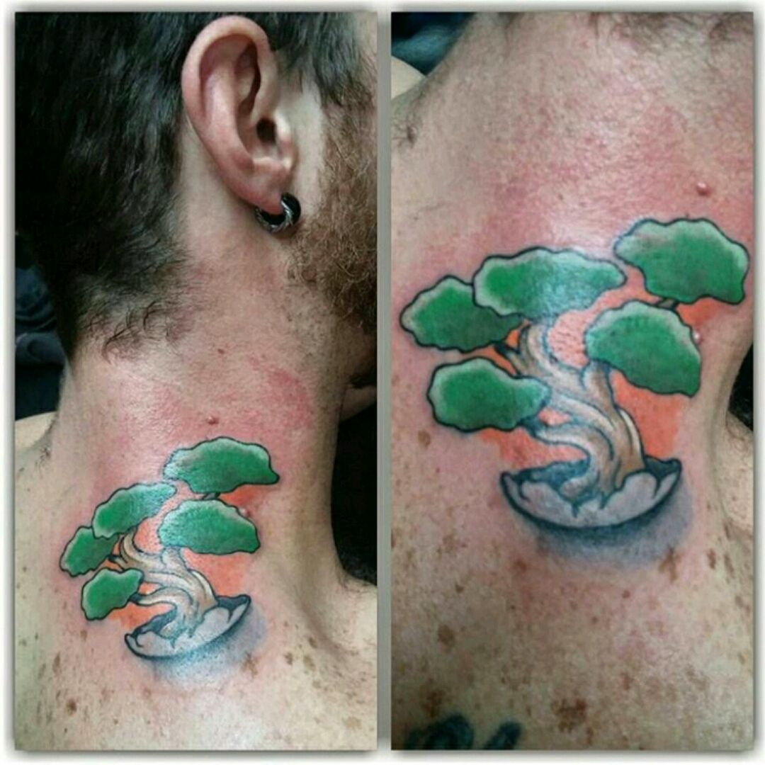 Palm tree back of the neck tattoo  Palm tree tattoo Neck tattoo Tree  tattoo