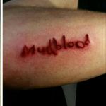 #harry #harrypotter #mudblood #quote #script #red #color #homemade #scroll