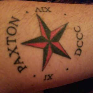 Paxton is my oldest son. He died July 24, 2016. He has this star on his chest which is why I chose it. The roman numerals stand for the number of days he lived 9814.