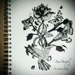 Completed the design 👍#tattoodesign #hummingbird #butterflies #rose #complete