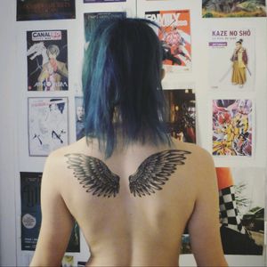 First tattoo by bsa tattoo <3 #wings #wingstattoo #angelwings #firsttattoo