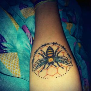 Bee on my forearm
