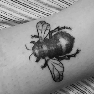 Done by Peppe Galla at ADHD in Cork. My specially little bee 🐝 #bee #beetattoo #animal #small #bug #ankle #sweet #honey #bumblebee #blackwork