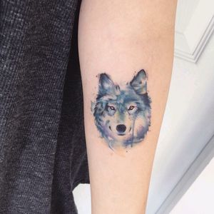 By #AdrianBascur #watercolor #pastel #wolftattoo #watercolortattoo