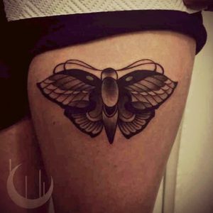 #thigh #butterfly or #moth #blackandgrey @mothandflame created again by Jason James Smith - #shade #detail #uk