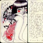 A girl #drawing #girl #illustration #moleskine #japanese #tattoo #japanesetattoo #koi #journal