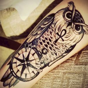 #owl #ankh #compass #bird #sleeve #goth #gothic