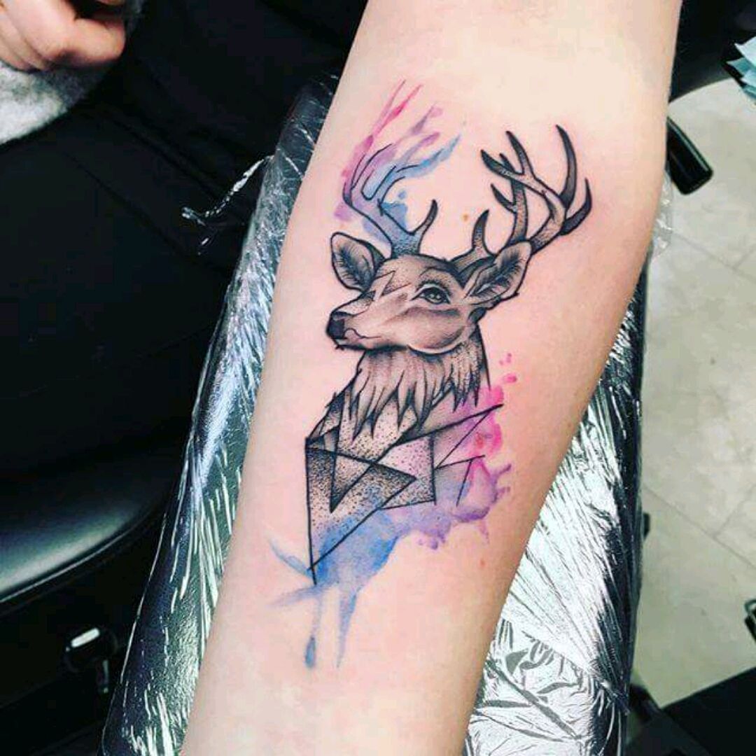 Tattoo uploaded by Dianne • Simply beautiful #watercolor #geometric  #stylemedley #deer • Tattoodo