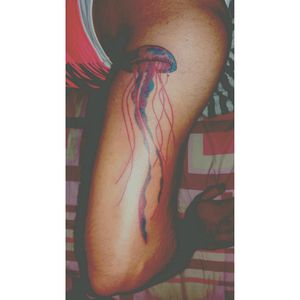 #jellyfish #tattoo #left #arm #tricep #colors