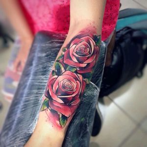 By #AdrianBascur #watercolor #roses #flower #watercolortattoo