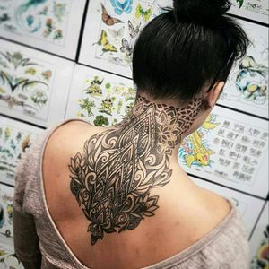 #tattoodo #inked #ink #art #ornament #ornamental #blackwork #blackandgrey #mandala #tattoo #dreamtattoo #dotwork #OrnamentalBlackwork #neck #necktattoo