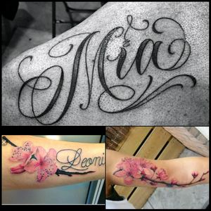 My nieces name with Azalea flowers #script #floraltattoos