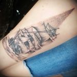 First tattoo 💪 #ship #dotwork #forearm #sea