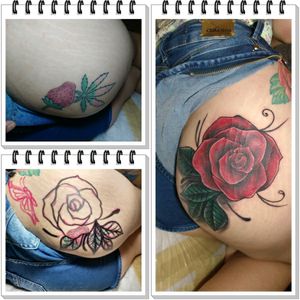 Cover up...#tattoocoverup #coberturatattoo #rosa #rosecolor #flower #coverstrowberrycanabis
