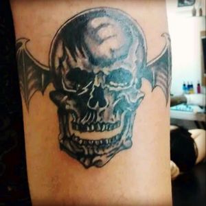 This is my first tattoo, a deathbat of avenged sevenfold band. I was really happy when u got it because the dream of have ink on me came true :D