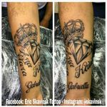 Instagram: @skavinsk  #ericskavinsktattoo #diamondtattoo #tattoodiamante #tattoocoroa #nametattoo #blackandgreytattoo #tribute #homenagemtattoo #namps #letrastattoo #lettering #sombreado #tattoodo #eletricink #artfusion