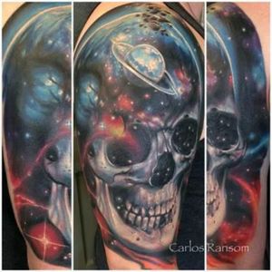 #CarlosRansom #Skull #Cosmic #Galaxy #Universe #Planets #Stars #Contemporary #Awesome #Arm