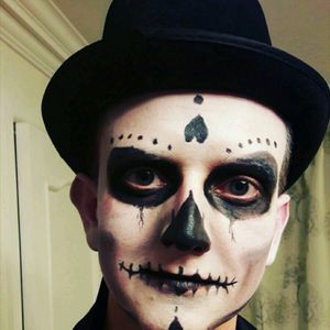 Not a tattoo just made up with the way this turned out for Halloween. #halloween  #halloween2016 #makeup #skeleton #tophat #skeleton #skull #skullmakeup #dayofthedead