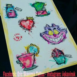 Instagram: @skavinsk #ericskavinsktattoo #sketch #aquarela #aliceinwonderland #color #exclusive #watercolour #disponível #creative #cool #disney #alicenopaisdasmaravilhas #disponivel #tattoodo #artfusionstarter #tattoo #eletricink