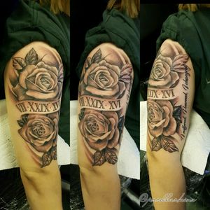 Always my favorite thing to tattoo #dallastattooartist #jerrellarkins #ink #tattoo #blackandgrey #fusionink #bishoprotary  #rosetattoo  #roses