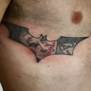 The Dark Knight's Heath Ledger Joker dotwork portrait tattoo