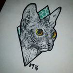 Sphynx cat realistic dotwork tattoo design #welove