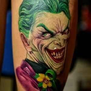 Tattoo by brazilian artist Clayton Dias #ClaytonDias #coringa #joker #comics #colorful #batman #dccomics #nerd #geek #tatuadoresbrasil