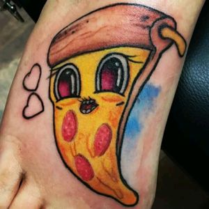 Not finished yet #pizza #cheese #footattoo #foot #sausage #pizzatattoo #heart