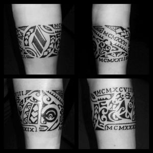 My first tattoo, a maori bracelet with my grandparents' birth dates and mine. At the end my dj logo in the middle, Andeer! ❤💣