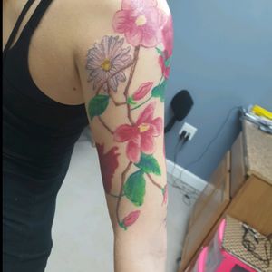 Working on half sleeve of flowersTattoo by: samantha stineShop: Tailored Tattoo MD