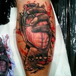 Green Day tattoo in new version :-) By Bartek from Golden Watch Tattoo Kielce, Poland :-) #tattoo #tattoo_artist #tatuaz #grenade #hand #colortattoo #greenday #amiericanidiot #tattooamazing #lovetattoo