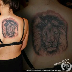 Lion; back tattoo by Blaze;Zen tattoo Zagreb; 2016.www.zentattoogallery.comFB - zentattoozagreb