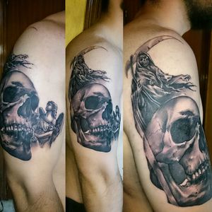 First season for the skull and angel. First tattoo for my body. #trix #trixtattoo #skull #angel #firstseason #firsttattoo
